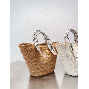 Straw Braided Bag Seaside Holiday Tote Large Capacity French Vegetable Basket Summer Leisure Portable Female 25CM