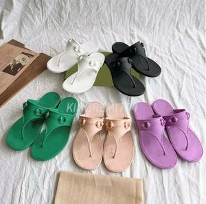 Designer Slippers Interlocking Sandals Women Slippers Rubber Slider Jelly Script Shoes Waterproof Slides Flat Flip Flops Summer Beach Sandals