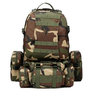 55L Outdoor Sport 3D Molle 600D Militär Nylon Wearproof Tactical Rackpack Camping Vandring Rucksack Mountaineering Climbing Bag 257o