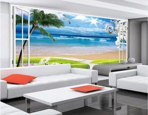 Bakgrundsbilder Vackert landskap klart utanför fönstret 3D Stereo TV Bakgrund Väggdekorationsmålning