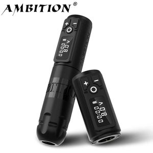 Ambition Soldier Wireless Tattoo Machine Rotaty Battery Pen with Portable Power Pack 2400mAh LED Digital Display For Body Art 240528