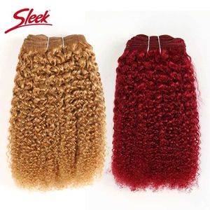 Hår wefts elegant afro kinky väv lockigt hår 1 bit endast för brasilianska hårfläta transaktioner #27 #30 röda remy hårförlängningar gratis frakt Q240529