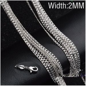 Chains 2Mm 925 Sterling Sier Side 16 18 20 22 24 26 28 30 Inches Plated Necklace For Women Female Fashion Jewelry Drop Delivery Neckla Dhuaz