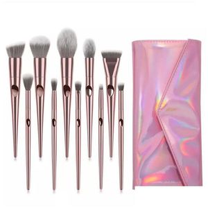 Makeup Brushes 10st Foundation Blending B Powder Brush Colrealers Eye Shadows Professional Tools Cosmetic Bag Drop Delivery Health Be DH2Z0