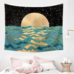 Gobeliny Ocean Moon Sky Tapestry Wall Art Abstract Dekoracja domu