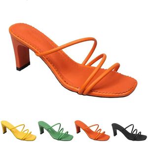 Klackar kvinnor mode tofflor höga sandaler skor gai trippel vit svart röd gul grön br 017