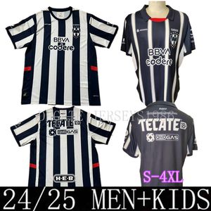 S 4XL 24/25 Rayados Monterrey Liga MX Soccer Jerseys Home Away R.Funes Mori M.Meza 2024 2025 Mexican League Football Shirt Men Kids Kit