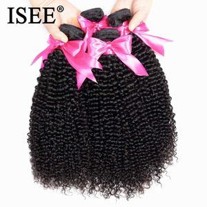 Hair Wefts ISEE Hair Mongolian Twisted Curly Hair Extension 100% Human Hair Bundle Unprocessed Virgin Hair Braided 1/3/4 Bundle Natural Color Q240529