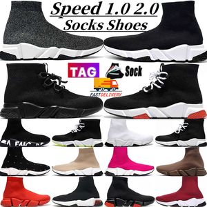 Sock Shoes Speed ​​1.0 Trainer Men Platform Runner Sneakers Graffiti White Black Red Beige Clear Sole Neon Yellow Clear Sole Socks Speats 2.0 Women Runners Sprots Trainer