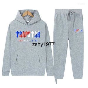 Mens Tracksuits Mens Designer Tracksuit Trapstar Brand Printed Sportswear Men Winter Clothing Warm Two Pieces Set Loose Hoodie Swea Dhzxb