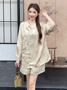 Neue chinesische Style-Schnalle-Set mit chinesischem Stil gedruckter High-End-Frauenkleidung