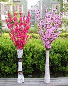 100pcs Artificial Cherry Spring Plum Peach Blossom Branch Silk Flower Tree para festa de casamento Decoração branca vermelha amarela rosa 5 co7084286