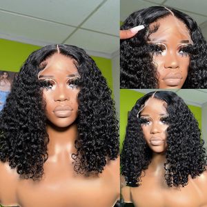 Bob Bob Curly Lace Frontal Wig Humano Cabelo 13x4 Deep Wave 180 Densidade Vermelha /preto /marrom