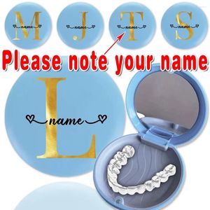 Storage Bottles Customized Name Teeth Box With Mirror Portable Retainer Denture Case Pocket Orthodontic Mouth Guard Organizer Holder For