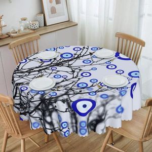 Table Cloth Turkish Evil Eye Tree Round Tablecloths 60 Inch Mediterranean Amulet Covers For Dining