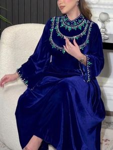 Ethnic Clothing Eid Ramadan Muslim Women Dresses Velvet Diamond Abaya Party Long Dress Belt Morocco Kaftan Vestidos Dubai Turkey Robe