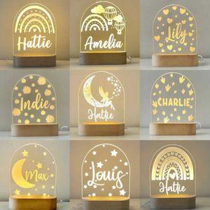 Luci notturne asilo personalizzato Nome stella luna fata nuvola arcobaleno a led luce notturna per bambini camera decorativa S245302