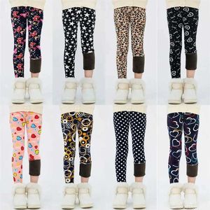 Leggings Tights Shorts 4-13 Y Girls Pants Autumn and Winter Childrens byxor varma GGINGS Tjock Velvet Star Printed Childrens Pants Baby Girls Keep Warm Ggings WX5.29