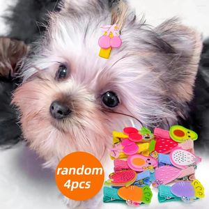 Dog Apparel 4PC Pet Accessories Hair Clips Cat Supplies Cute Colored Fruits Strawberries Carrots Watermelon Random Colors