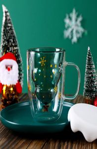 8oz S julhändelse Cup Christmas Tree Coffee Mug Tea Mug High Quality Borosilicate Glass Double Decker Cup5311299