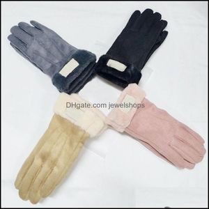 Pięć palców rękawiczki Nowa rękawiczka Esign Faux Fur For Winter Winter Outdoor ciepłe pięć palców sztuczne skórzane rękawiczki Hurtowe upuszczenie OT7SR