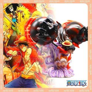 Action Toy Figures One Piece Action Figures Nica Luffy Figurine 20cm Doubie fisted Collectible Model Doll Car Ornament Desk Children Toys Kids Gift G240529