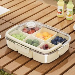 Storage Bottles Transparent Food Container Box With Lid Portable Divided Snack Tray Handle For Fruits Parties