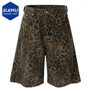 Men's Shorts Leopard Denim Vintage Baggy 2024 Summer Men Casual Loose Jeans