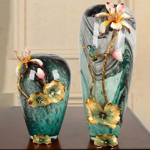 Vaser torkade blommor glas estetiska lyxiga nordiska stora kontortillbehör vas en verre vardagsrum dekoration yy50hp