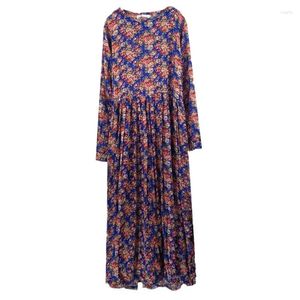 Vestidos casuais 2024 primavera outono de algodão longo estampa floral vintage enorme tamanho plus size maxi women vestidos túnica longe