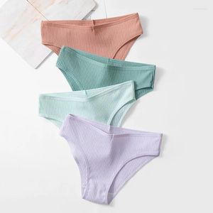Women's Panties BZEL 4PCS/Set Cotton Simple Striped Underwear Breathable Comfortable Briefs Sexy Lingerie Cozy Sports Underpants Clnco