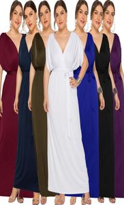 Plus Size Sexig Maxi Dress Women Shortsleeve Backless Long Dress Bridesmaid Formell Summer Party Bandage Slitklänning Vestidos6896591