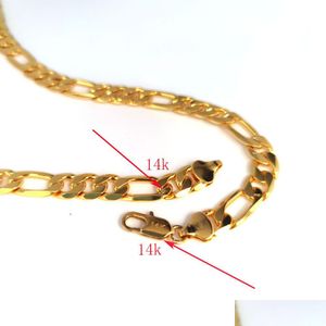 Kedjor 14K italiensk Figaro Link Chain Halsband 10mm Solid Fine Gold Plated 21 Mens eller Womens Drop Leverans smycken Halsband P DHGARDEN DHDS4