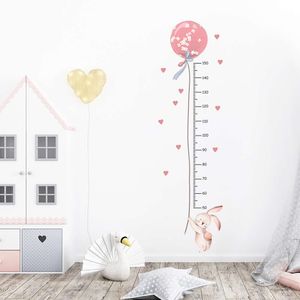 Balloon Rabbit Stickers for Baby Girls Kids Room Grow Up Chart Height Measurement Wall Decals Nursery L2405