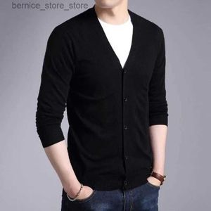 Men's Sweaters 2023 Spring and Autumn Mens Solid Color Button Thread Bottom Loose Casual Fashion Elegant Commuter Knitted Cardigan Coat Q240530
