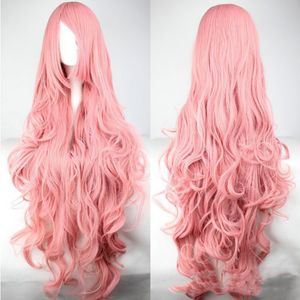 40 inch Wig Pink Anime Wig High-end Sexy Beauty Lady Pastel Yellow Hair Front Lace Wig Synthetic Anime Cosplay Lace Front Wig 13*4
