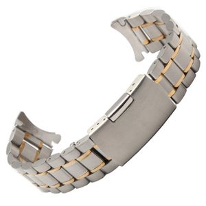 2016 Новый 18 мм 20 мм 22 мм 24 мм серебряной и золотой мужской металлическая полоса часы с нержавеющей сталью браслеты изогнутый конец 208 В