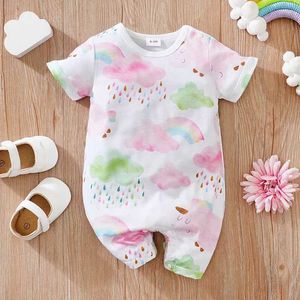 Rompers Newborn Baby Clothes Cloud printing Fashion Infant Jumpsuit Toddler Short Sleeve One piece Pajamas unisex Bodysuit Summer Romper Y24053029Y1