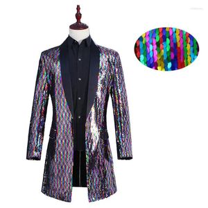 Trench płaszcza męskiego Modna luksusowa cekinowa płaszcz 2024 bar KTV taniec sceniczny kurtka
