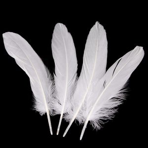 Hackle Trim Fringe Material Duck Accessoire Schöne DIY Brosche natürliche weiße 100pcs Gänsefedern