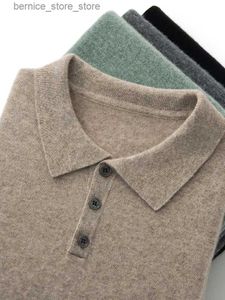 メンズセーター高品質の春/夏新しいメンズセーター100％カシミアポロカラープルオーバー半袖シャツファッションニットメンズジャケットQ240530