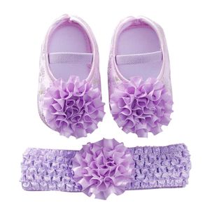 Baby Non-Slip Toddler With The Same Flower Hairband Girls Cotton Breathable Princess Shoes 0-2 Years Old