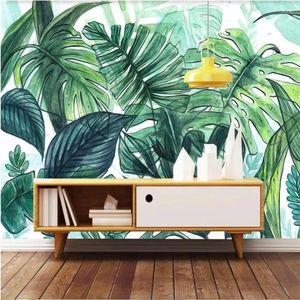 Wallpapers Beibihang Custom Wallpaper 3d Po Murals Nordic Minimalist Tropical Hand-painted Banana Leaves Living Room Mural