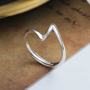 S925 Sterling Silver irregular personality wave ring Korean fashion simple cold wind food ring female