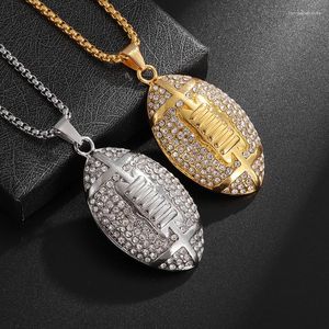 Pendant Necklaces Fashionable American Rugby Zircon Necklace For Men And Women Hip Hop Trend Casual Sports Jewelry