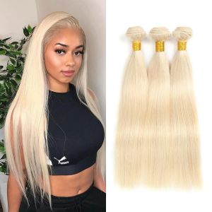 Wefts 613 Blonde Brazilian Straight Human Hair Weaves Full Head 3pcs/lot Double Wefts Remy Hair Extensions