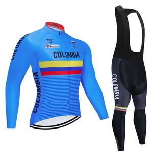 Colombia Pro Team Cycling Jersey 19D Bib Set MTB Uniform Bike Clothing Breattable Cykelkläder Mens Long Cycling Wear 240527