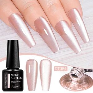 Nail Polish MEET ACROSS pink moonlight reflection gel nail polish silver spar cat magnetic gel nail art soap UV semi permanent varnish d240530