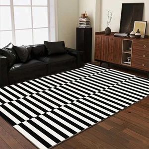 Mattor lyx svartvit randig matta modern vardagsrum soffa soffa enkel sovrum dekoration mattan hem mattan d240530