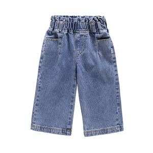 Dziewczyna solidne kolory wiosenne jeansy jeansowe dzieci swobodny styl ubrania dla dziewcząt L2405